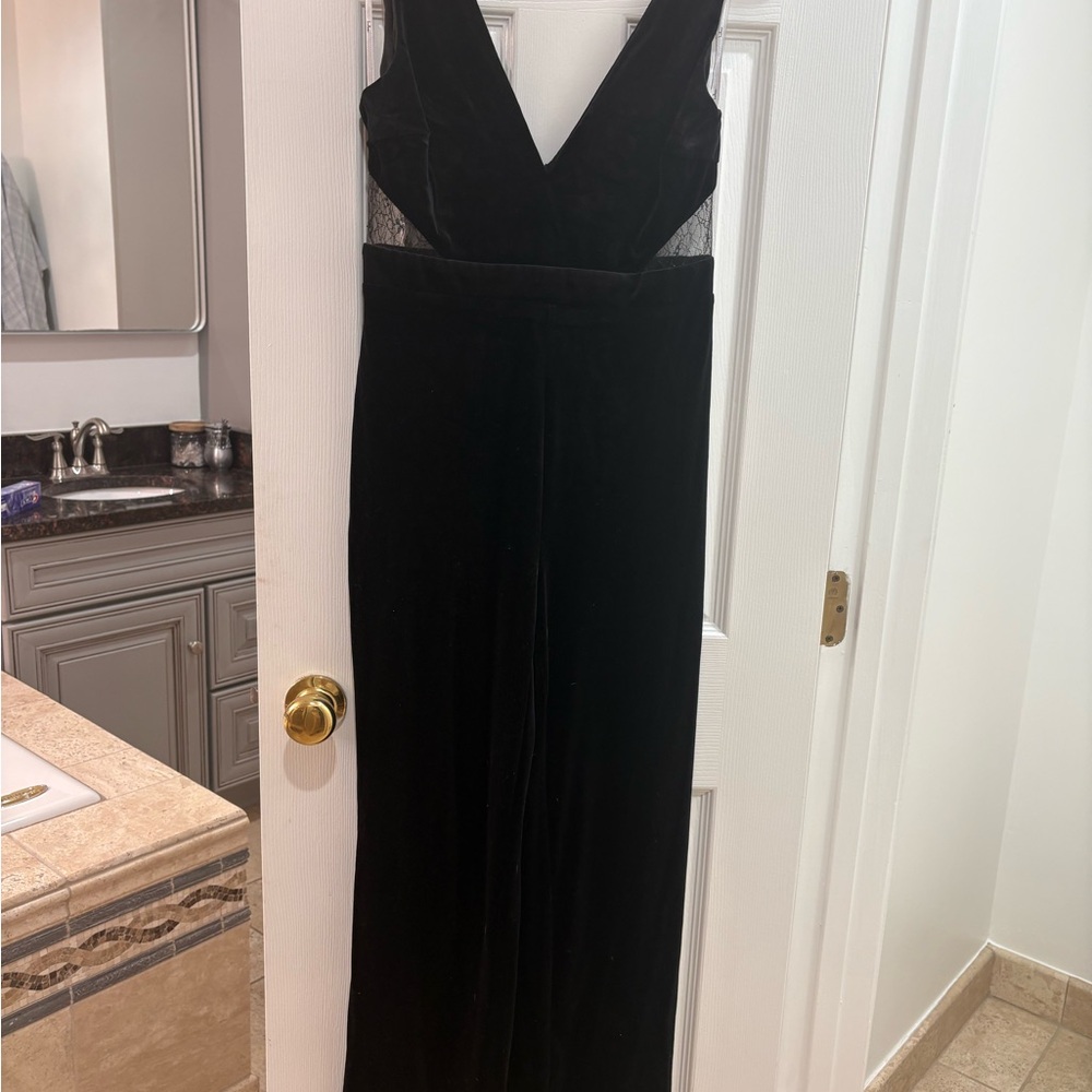 Lulu's Black Velvet Pantsuit
